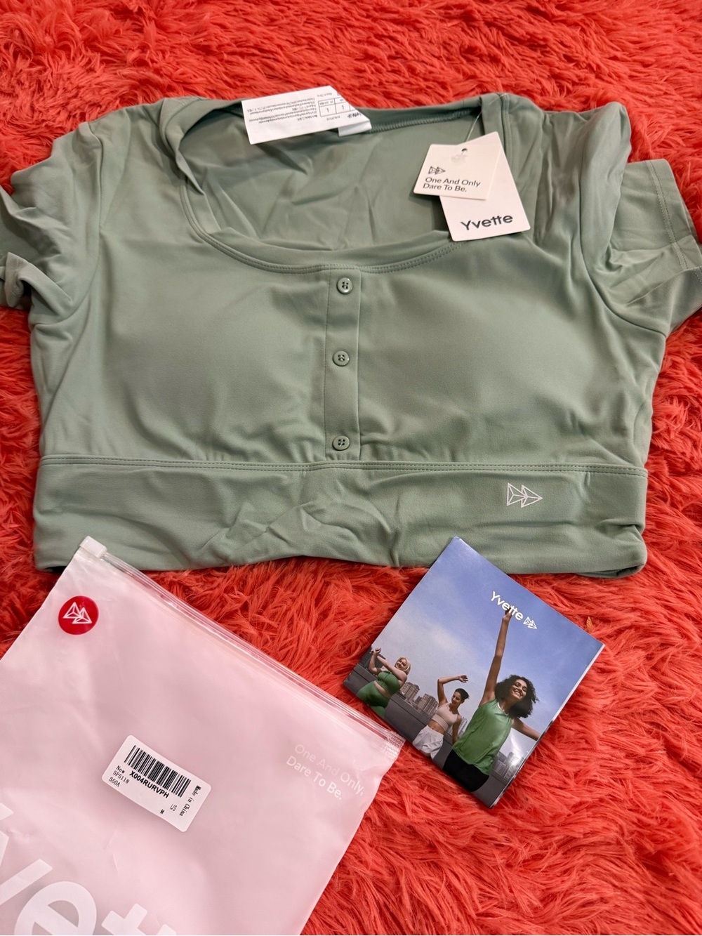 Sage Green Button-Front Sports Bra